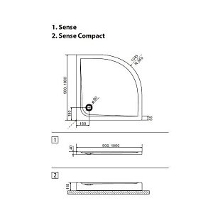 Душевой поддон Excellent SENSE COMPACT 90х90 купить в интернет-магазине Sanbest